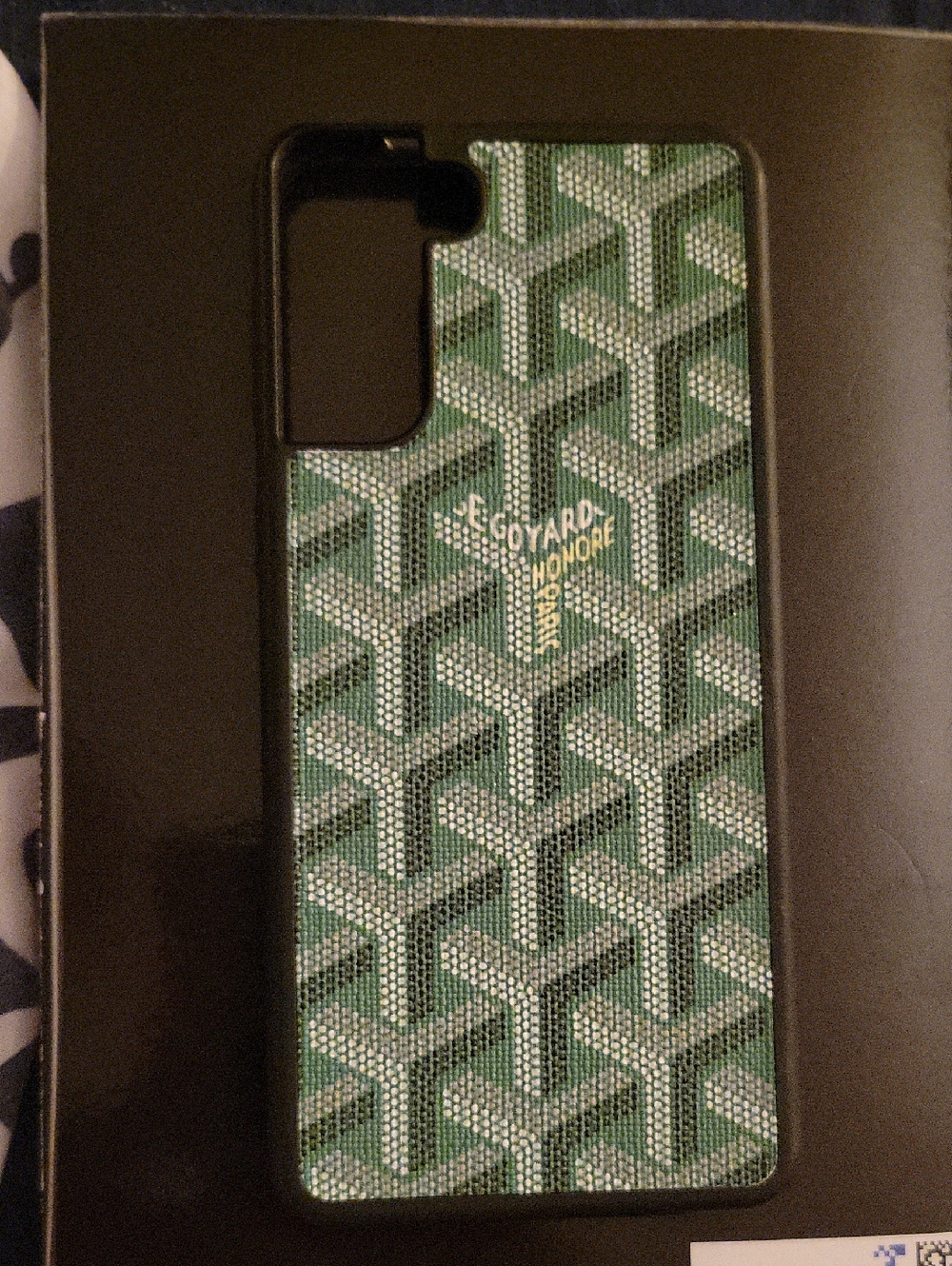 Green Pattern Phone Case with Gold Logo